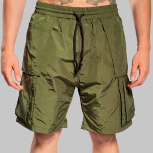 Peony Reflective Nylon Green Shorts